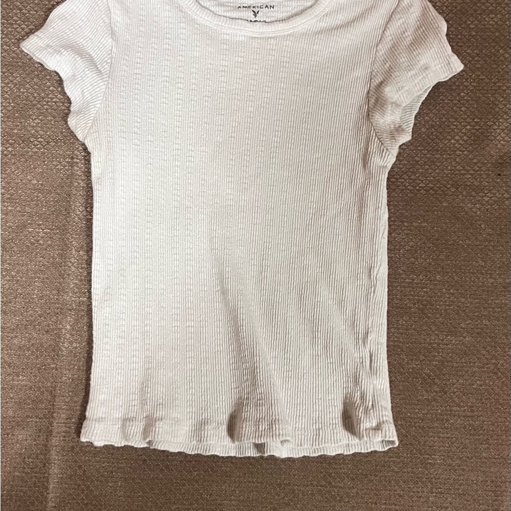 American Eagle Cream Ribbed Top MEDIUM